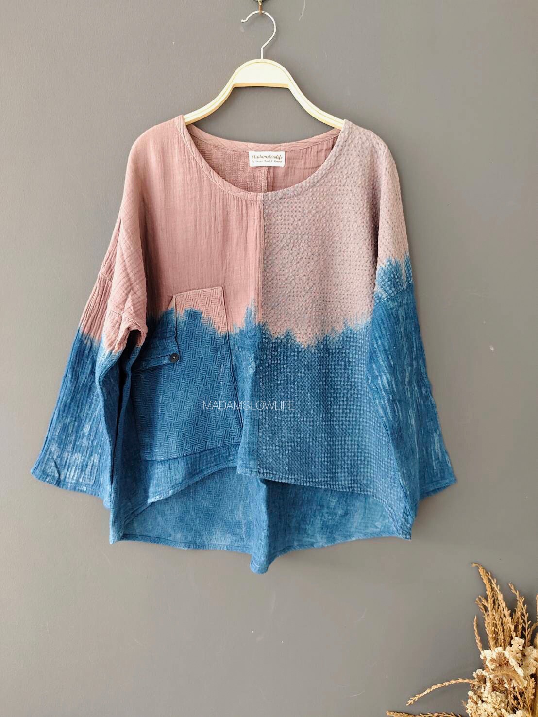เสื้อแขนยาว มัดย้อมทูโทน Size: F