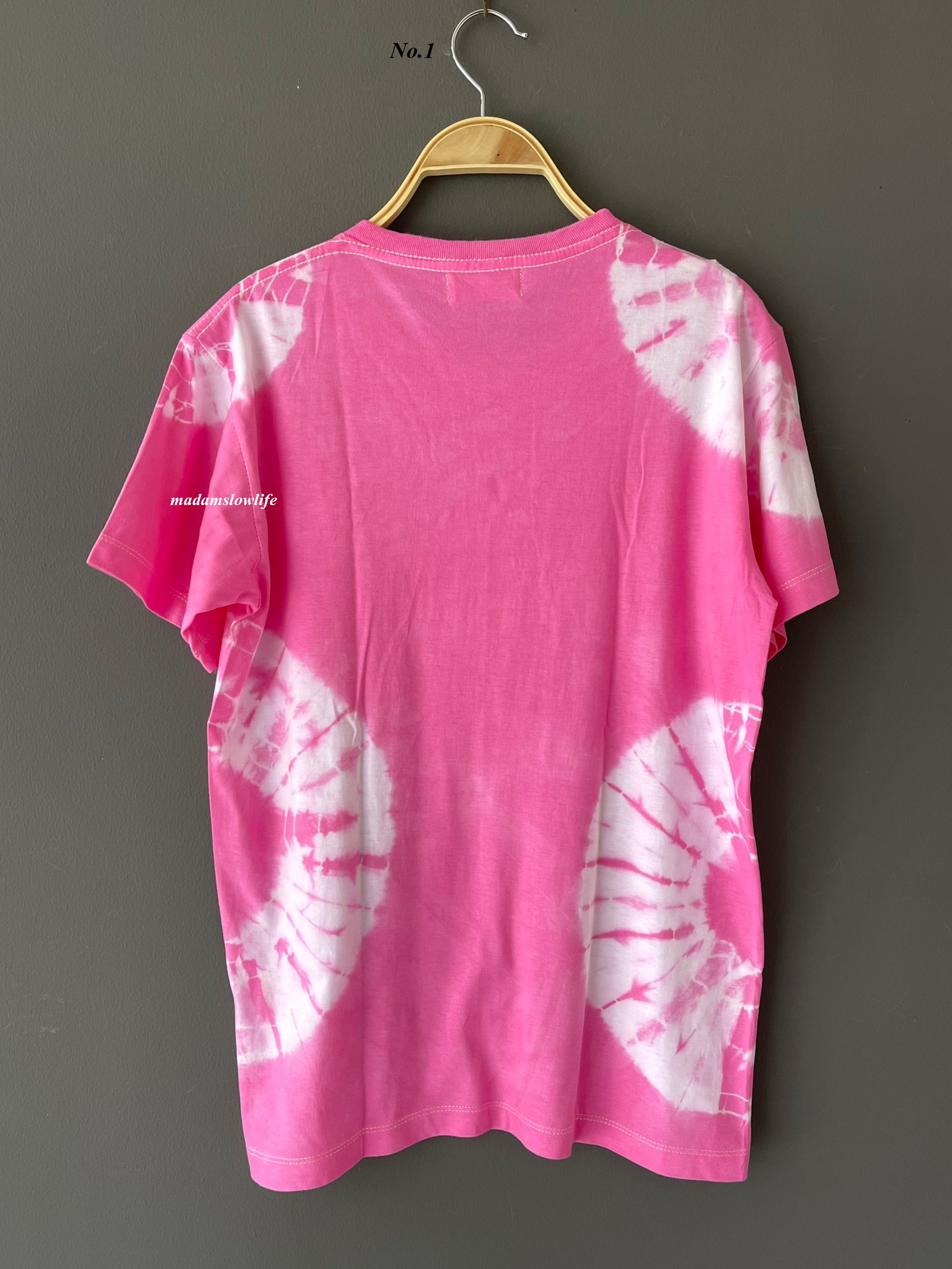 เสื้อยืดคอตตอน มัดย้อมชมพู มีSize:S,M,L,XL,2XL