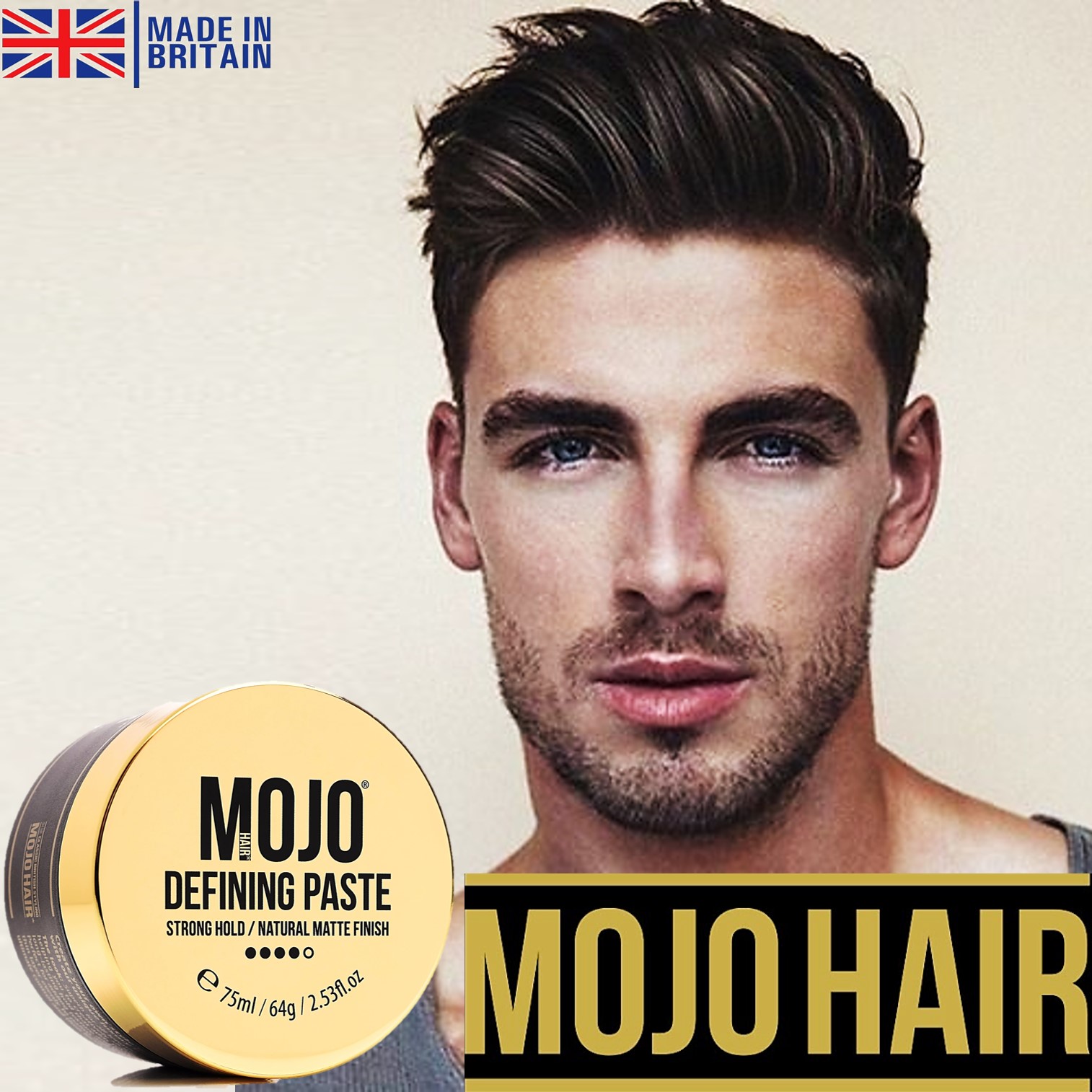 MOJO HAIR Defining Paste Strong Hold / Natural Matte Finish 75ml. ผลิตภัณฑ์จัดแต่งทรงผมอยู่ทรงเป็นธรรมชาติพร้อมการบำรุงและปกป้องเส้นผมสูตรพรีเมี่ยมจากต่างประเทศ