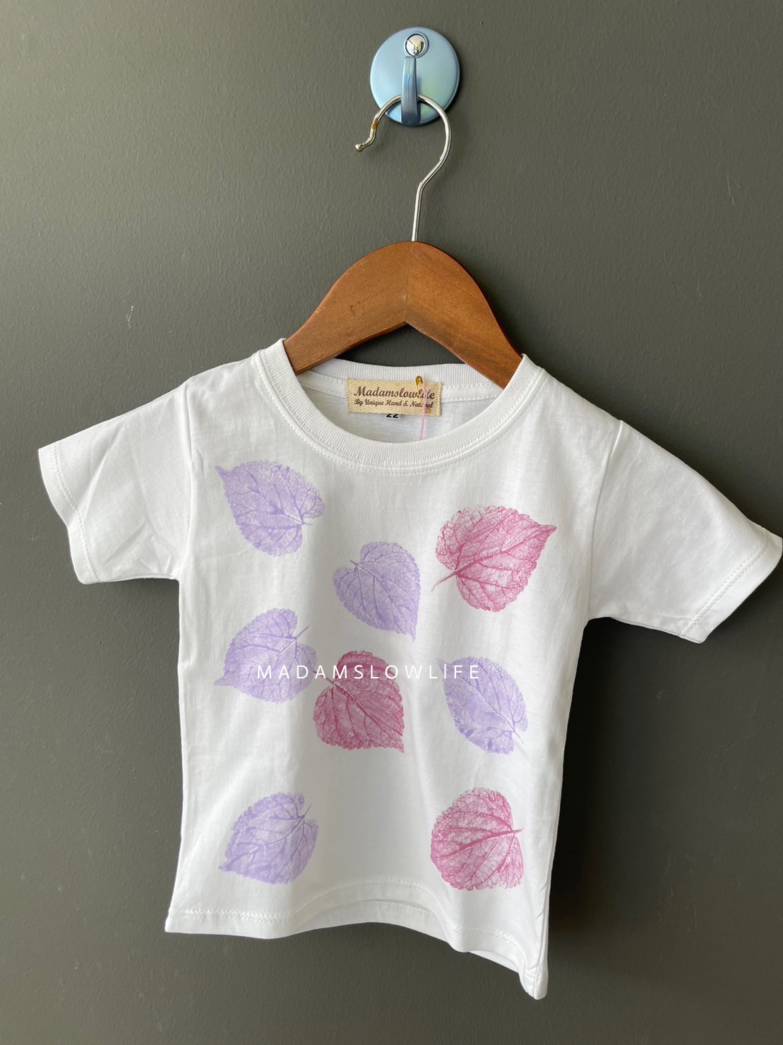 เสื้อเด็กชาย/หญิง คอตตอน 100% พิมพ์ลายใบไม้ size 90 100 110 120 130 140