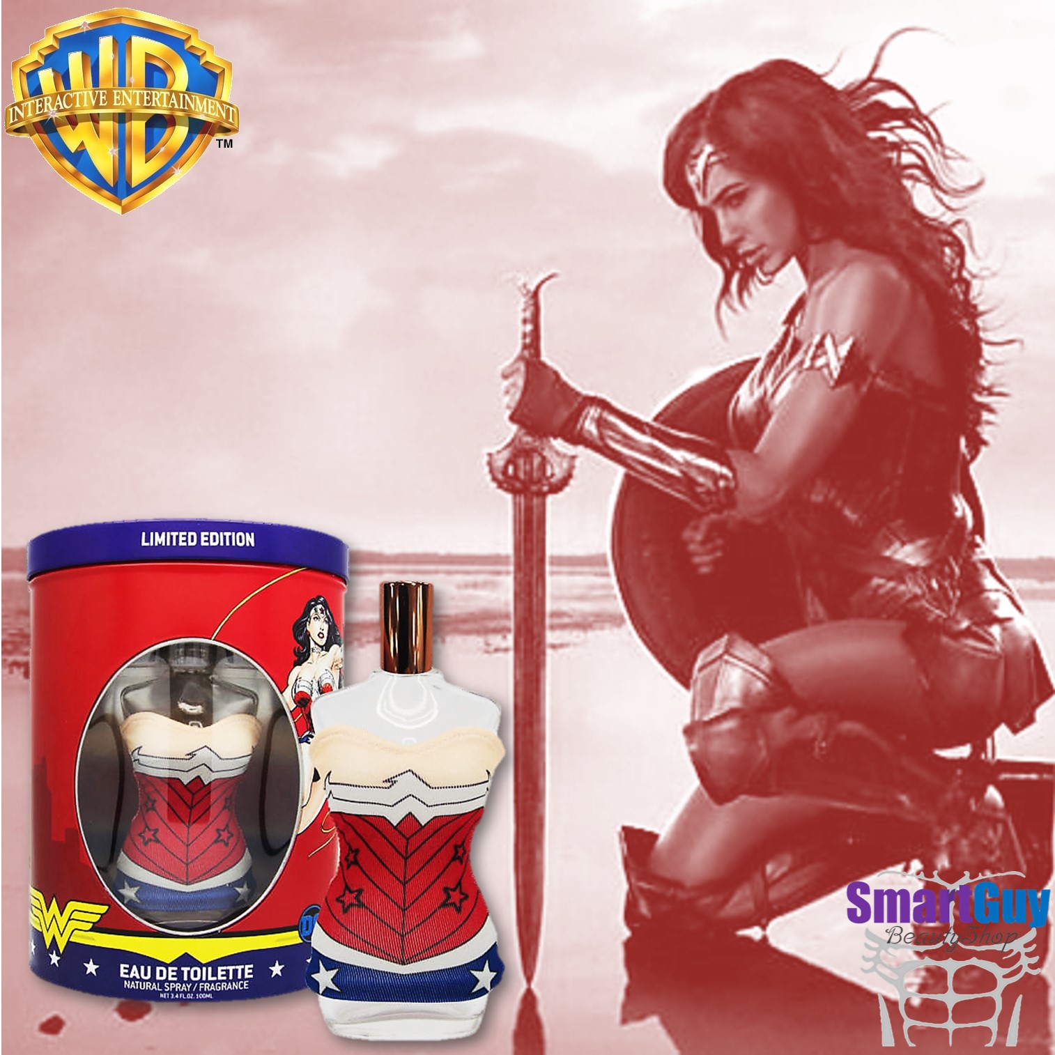 Warner Bros Limited Edition Wonder Woman Eau De Toilette Spray 100ml. น้ำหอมลิขสิทธิ์แท้จากวอร์เนอร์บราเธอร์กลิ่นหอมสุดเซ็กซี่สำหรับสาวที่มาพร้อมความมั่นใจผสานความเซ็กซี่ร้อนแรงในแบบฮีโร่สาวสวย สินค้านำเข้าของแท้ 100%
