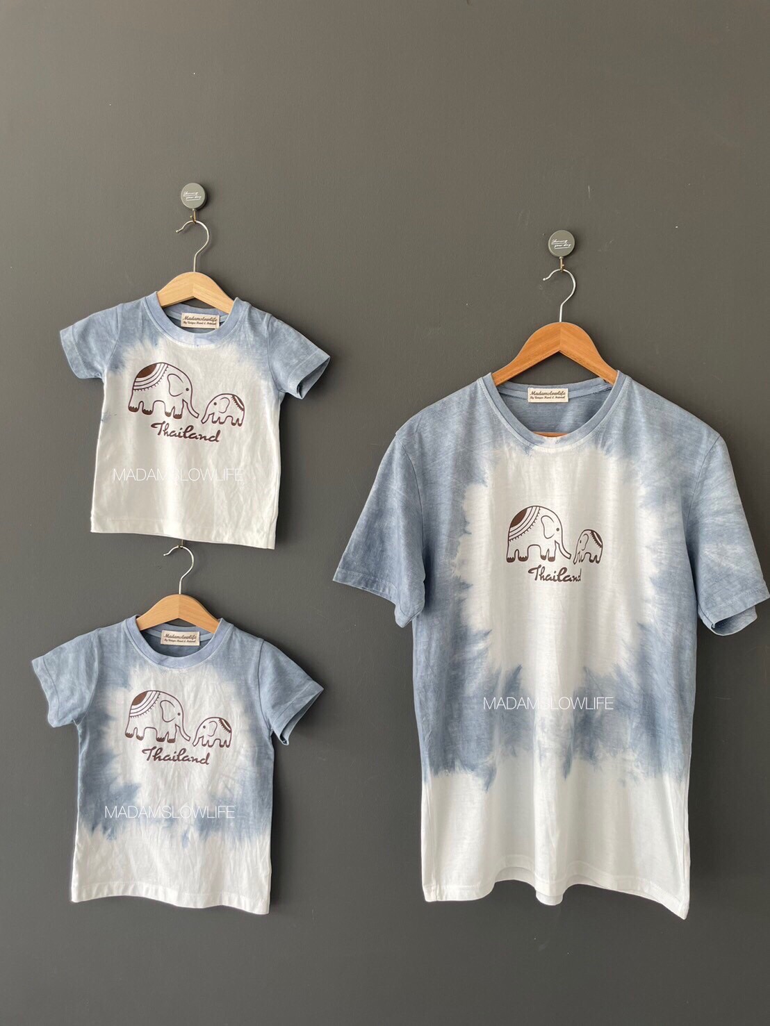 เสื้อยืด ผู้ใหญ่ พิมพ์ลายช้าง มัดย้อมสีธรรมชาติ XS S M L XL 2XL