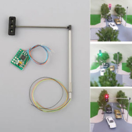 ชุดสัญญาณไฟจราจร แขนเดี่ยว (HO/OO scale) - pre-order