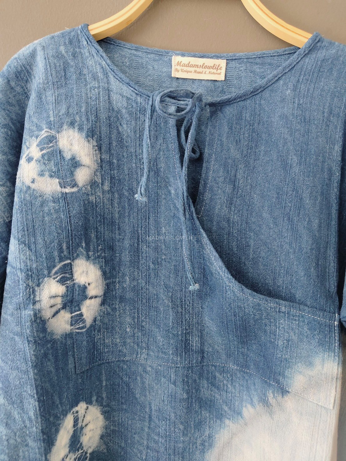 เสื้อผูกโบว์ด้านหน้าสไตล์ญี่ปุ่น Size:F มีสีคราม เขียว น้ำตาล