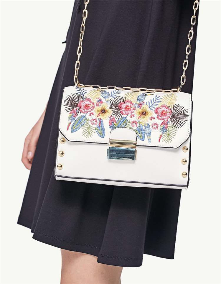 Stradivarius Messenger Bag With Large Embroidered Flowers