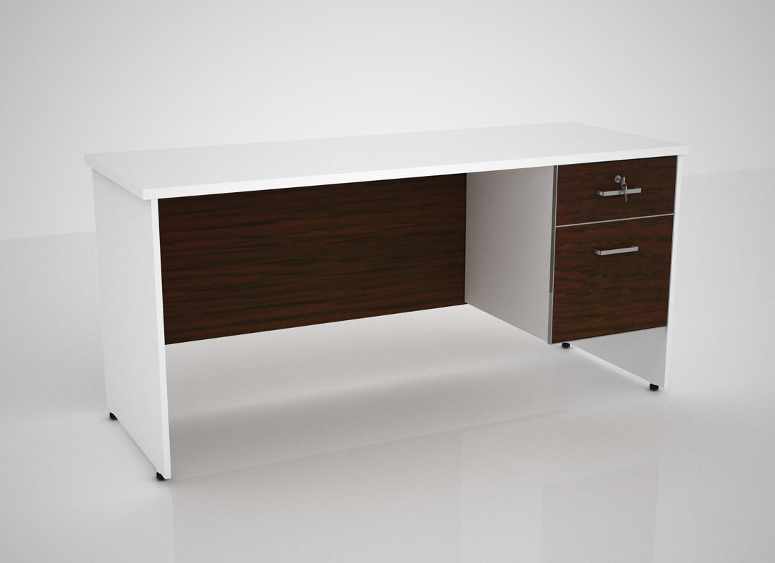 โต๊ะทำงานสีขาวผิวเมลามีน ขนาด 160x80x75 ซม,
