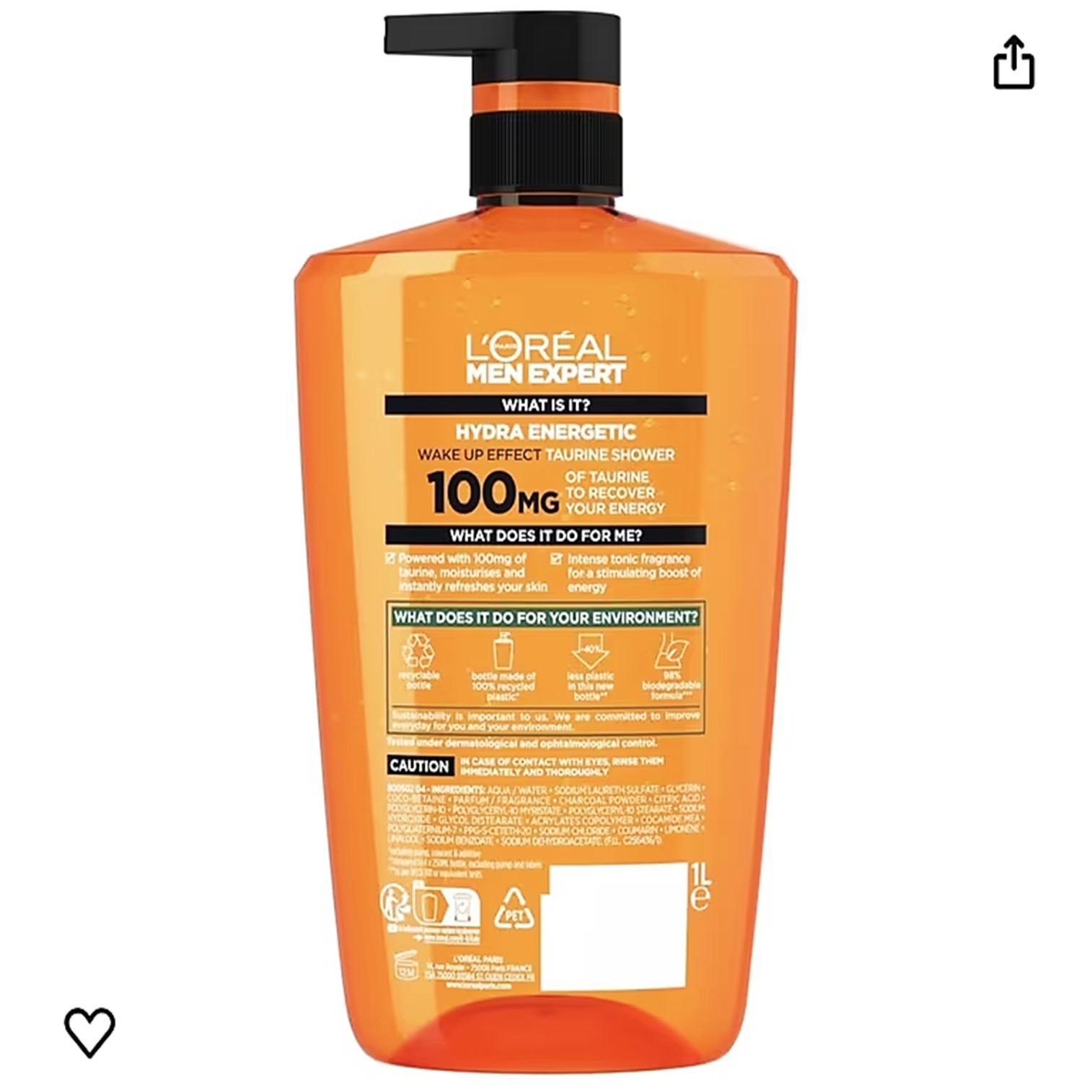 L'Oreal Men Expert Hydra Energetic Shower Gel 1 Litre เจลอาบน้ำกลิ่นหอมสดชื่นพิเศษสำหรับผู้ชายสินค้านำเข้าจากออสเตรเลียของแท้พร้อมส่ง
