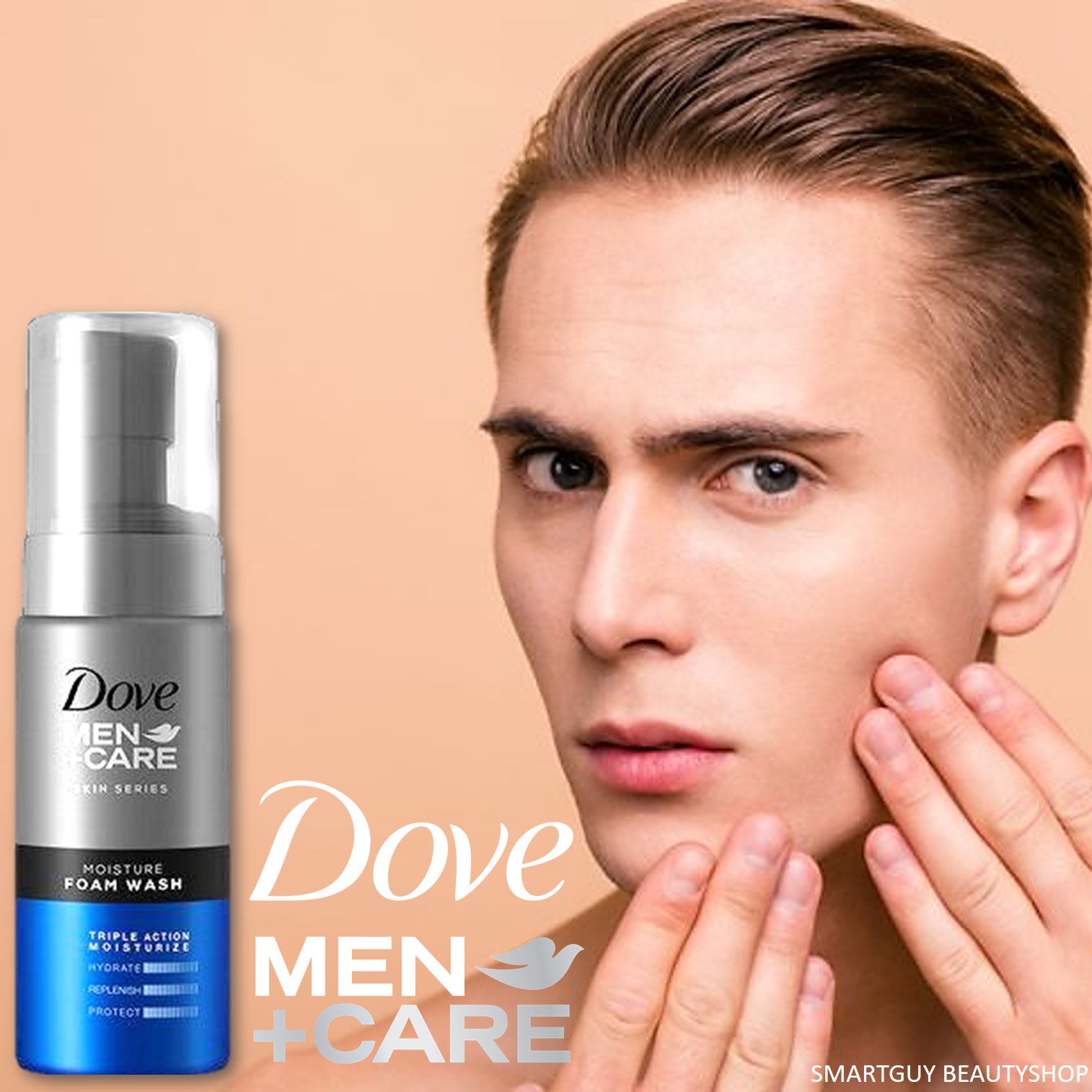 DOVE MEN MOISTURE FOAM WASH 140MLมูสโฟมทำความสะอาดผิวหน้าสูตรมอยซ์เจอร์ไรเซอร์เข้มข้นสำหรับผู้ชายสินค้านำเข้าจากญี่ปุ่น