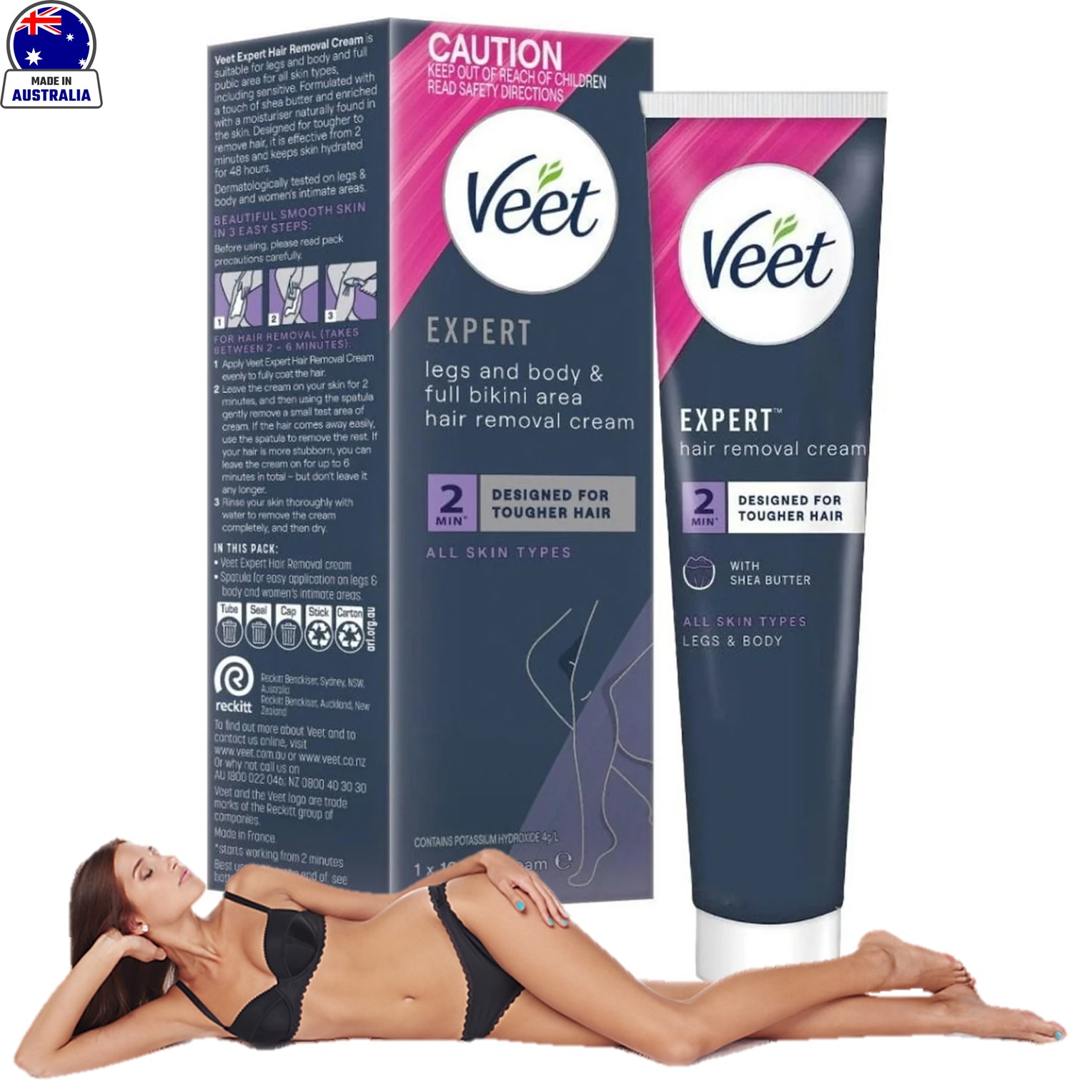 Veet Expert Legs and Body & Full Bikini Hair Removal Cream 100ml ครีมกำจัดขนสูตรอ่อนโยนพิเศษสำหรับจุดร่างกายซ่อนเร้นสินค้านำเข้าจากออสเตรเลียของแท้พร้อมส่ง