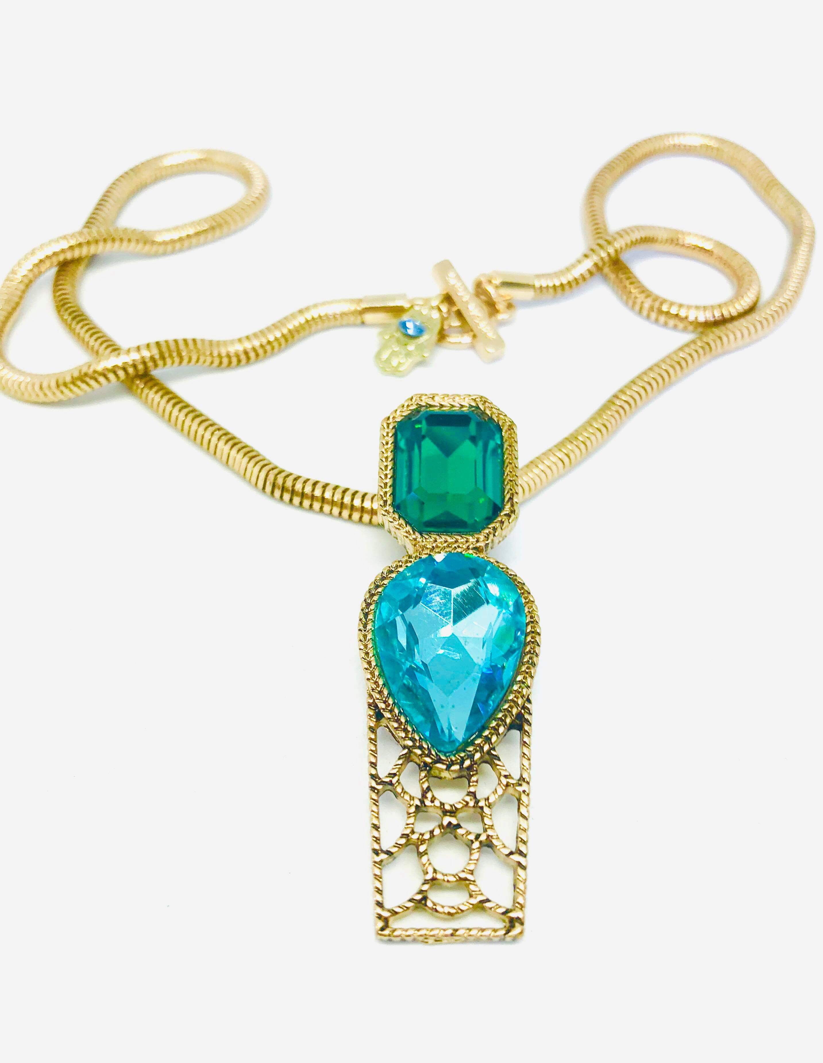 Givenchy Crystal Pendant Snake Chain Necklace