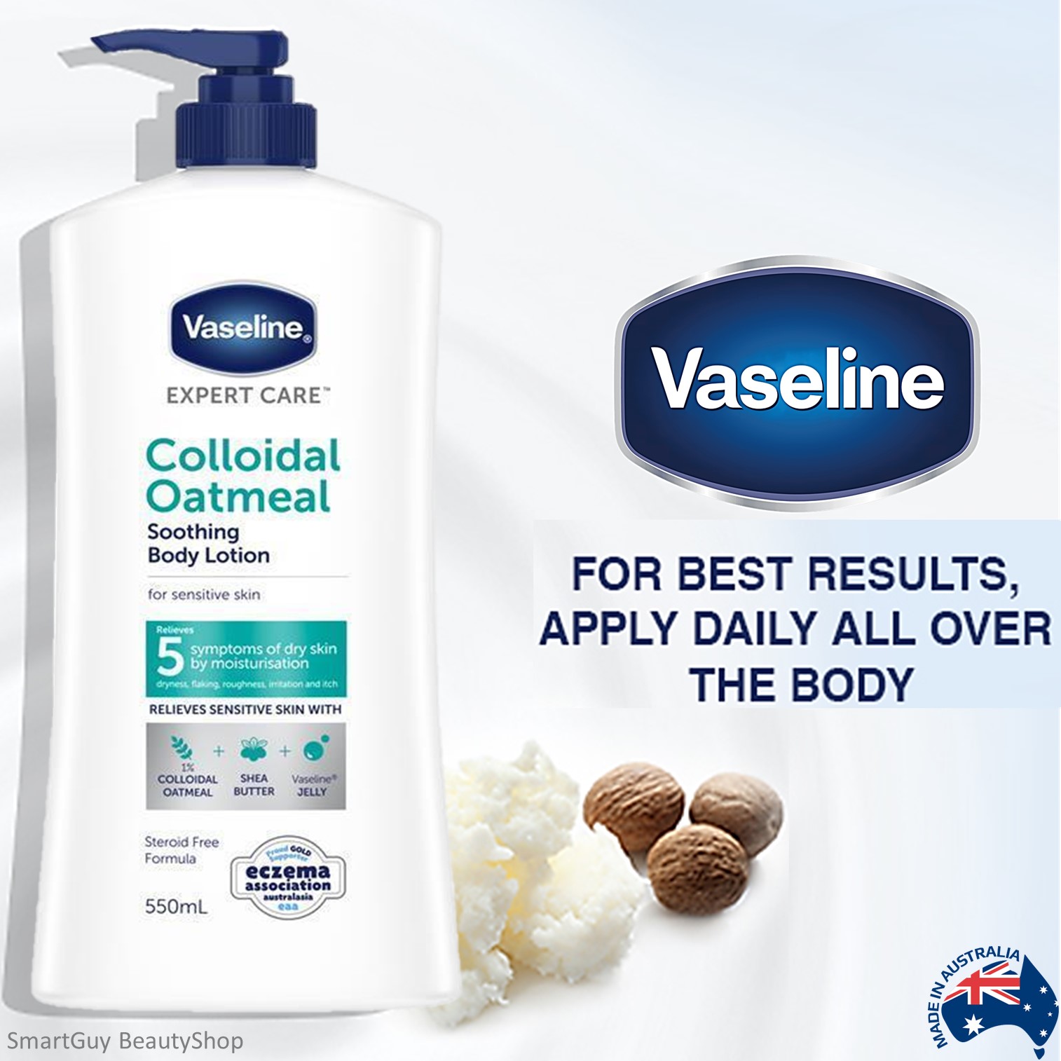 Vaseline Expert Care Colloidal Oatmeal Soothing Body Lotion 550ml โลชั่นบำรุงผิวกายสูตรพิเศษจากวาสลีนสินค้านำเข้าจากต่างประเทศพร้อมส่ง