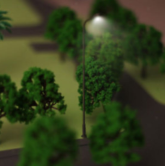 เสาไฟโลหะ สีเทา LED 3 โวลต์ สูง 10 ซ.ม. / 5 ต้น