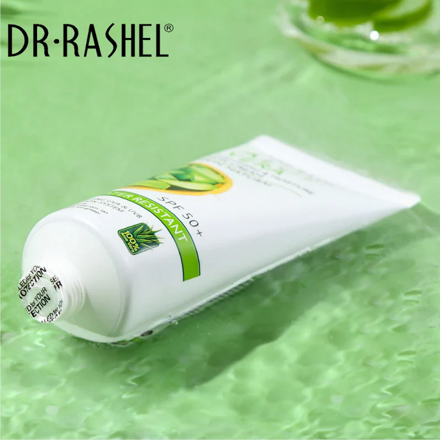 Dr.Rashel Aloe Vera Soothing&Moisture Sun Cream SPF 50+ 60g ผลิตภัณฑ์ปกป้องผิวหน้าจากแสงแดดสูตรพิเศษพร้อมการบำรุงจากว่านหางจรเข้และมอยซ์เจอรไรเซอร์