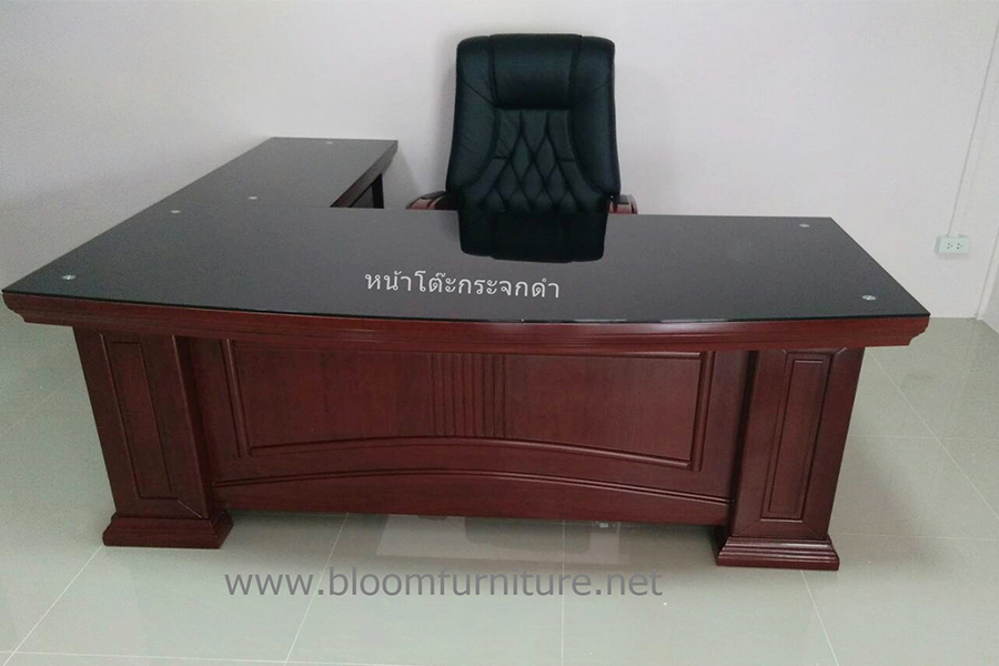 *พร้อมส่ง* โต๊ะทำงานผู้บริหารตัวแอลพร้อมกระจก Roman ขนาด 2 เมตร / Executive Desk with L shape size 2 m.