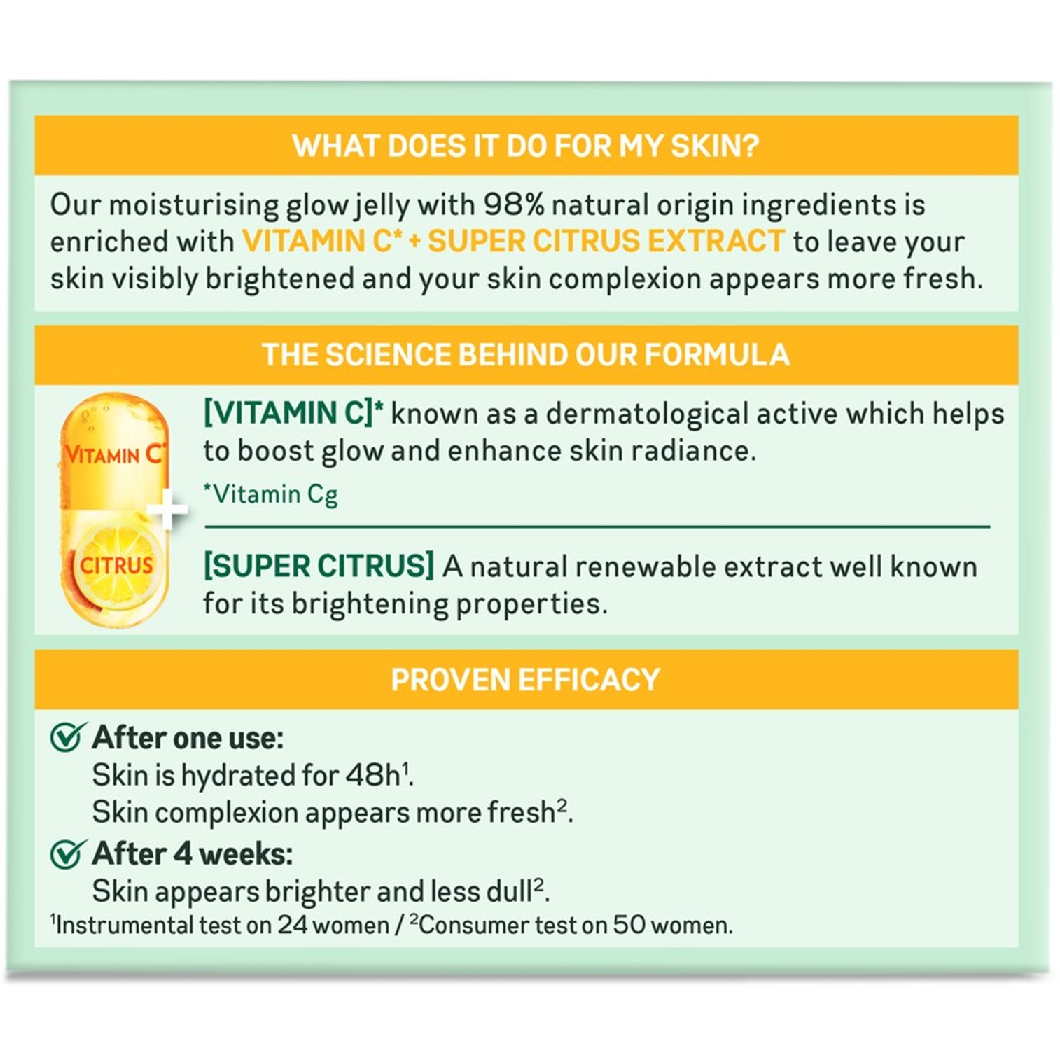 Garnier SkinActive Vitamin C Brightening Glow Jelly Moisturiser 50ml ผลิตภัณฑ์บำรุงผิวหน้ากระจ่างใสแลดูอ่อนกว่าวัยสูตรพิเศษสินค้านำเข้าจากออสเตรเลียของแท้พร้อมส่ง