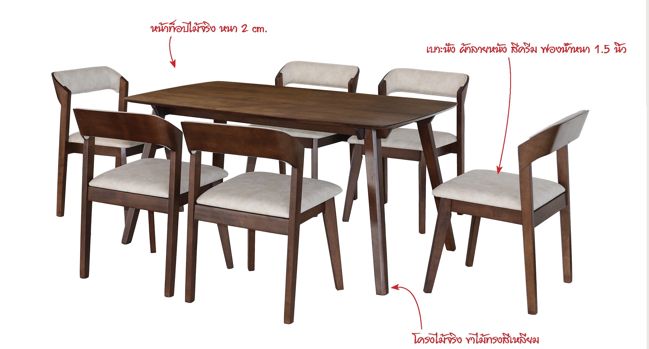 ชุดโต๊ะอาหาร 6 ที่นั่ง ขนาด : 147*84*72 ซม.