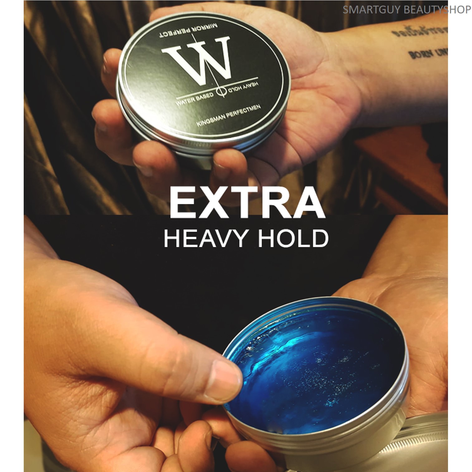 KINGSMAN Perfect Men Hair Wax Water Base 150g ผลิตภัณฑ์จัดแต่งทรงผมในรูปแบบแว็กสีฟ้าใสกลิ่นหอมพิเศษ