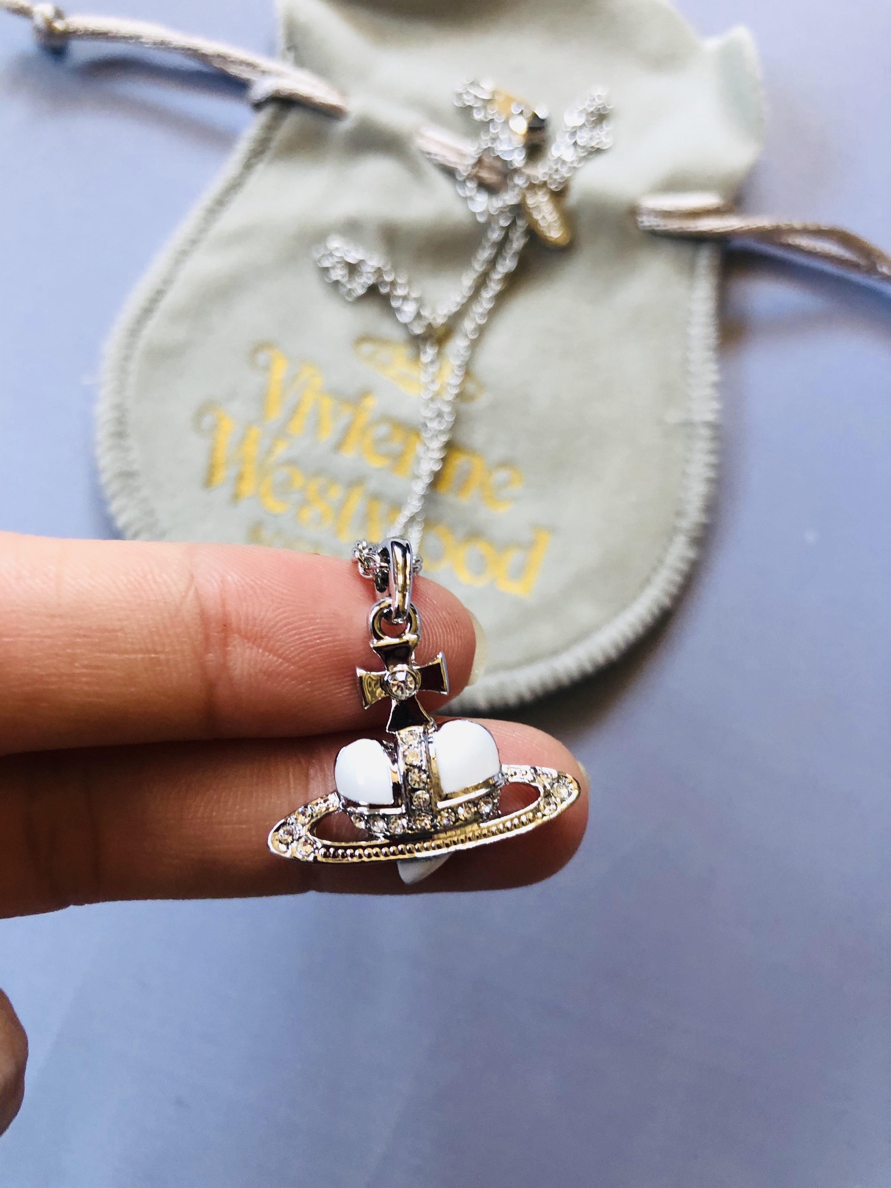 Vivienne Westwood Diamante White Heart Necklace