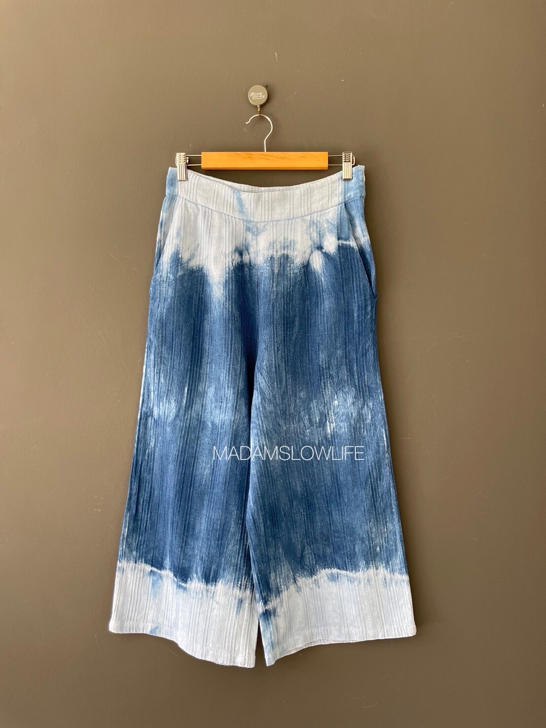 กางเกงขา 5 ส่วน ย้อมคราม มีซิปข้าง S M L XL 2XL 3XL