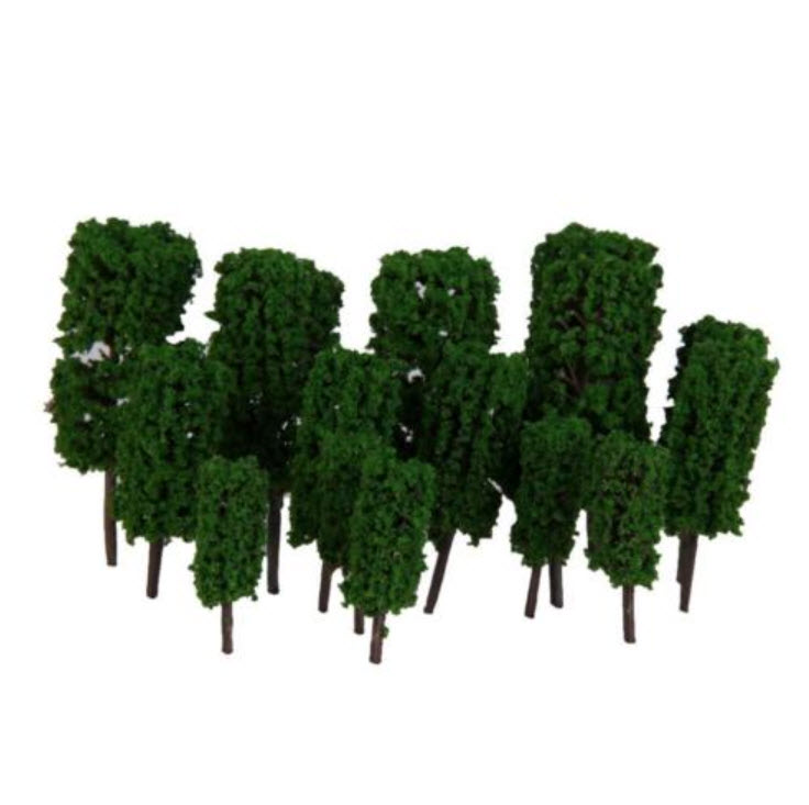 ต้นไม้ สเกล 1:300 สูง 3.5 ซ.ม. สีเขียวเข้ม / 25 ต้น