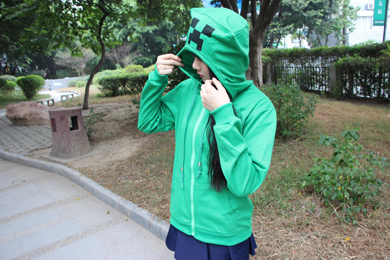 เสื้อฮู้ดมายคราฟ สีเขียว