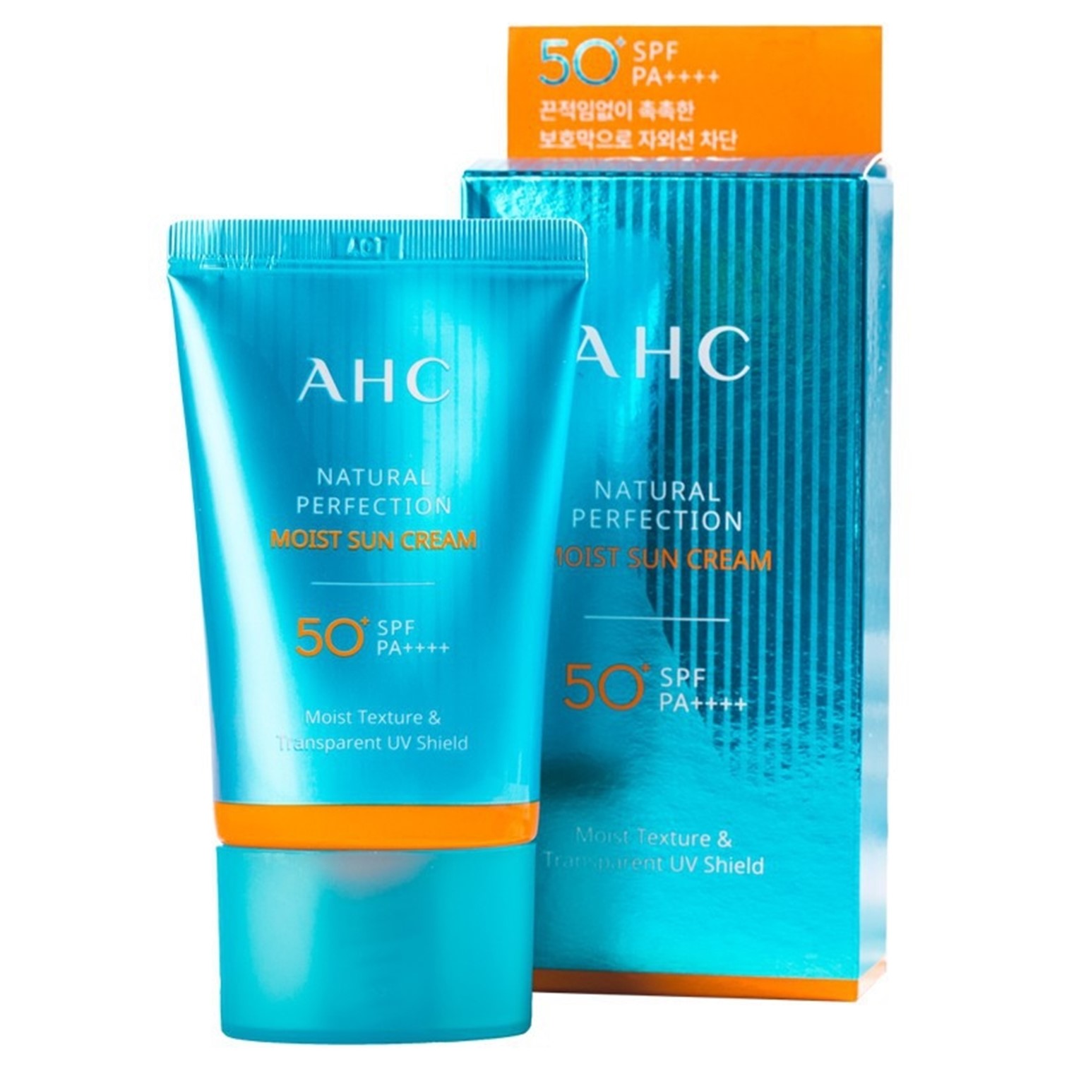 AHC Natural Perfection Moist Sun Cream SPF50+PA+++ 50ml ครีมกันแดดเนื้อบางเบาสำหรับผิวหน้าสูตรพิเศษจากเกาหลีของแท้พร้อมส่ง