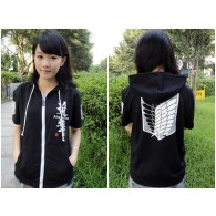 เสื้อฮู้ดแขนสั้น Attack on Titan (สีดำ) มีเบอร์ XL/XXL