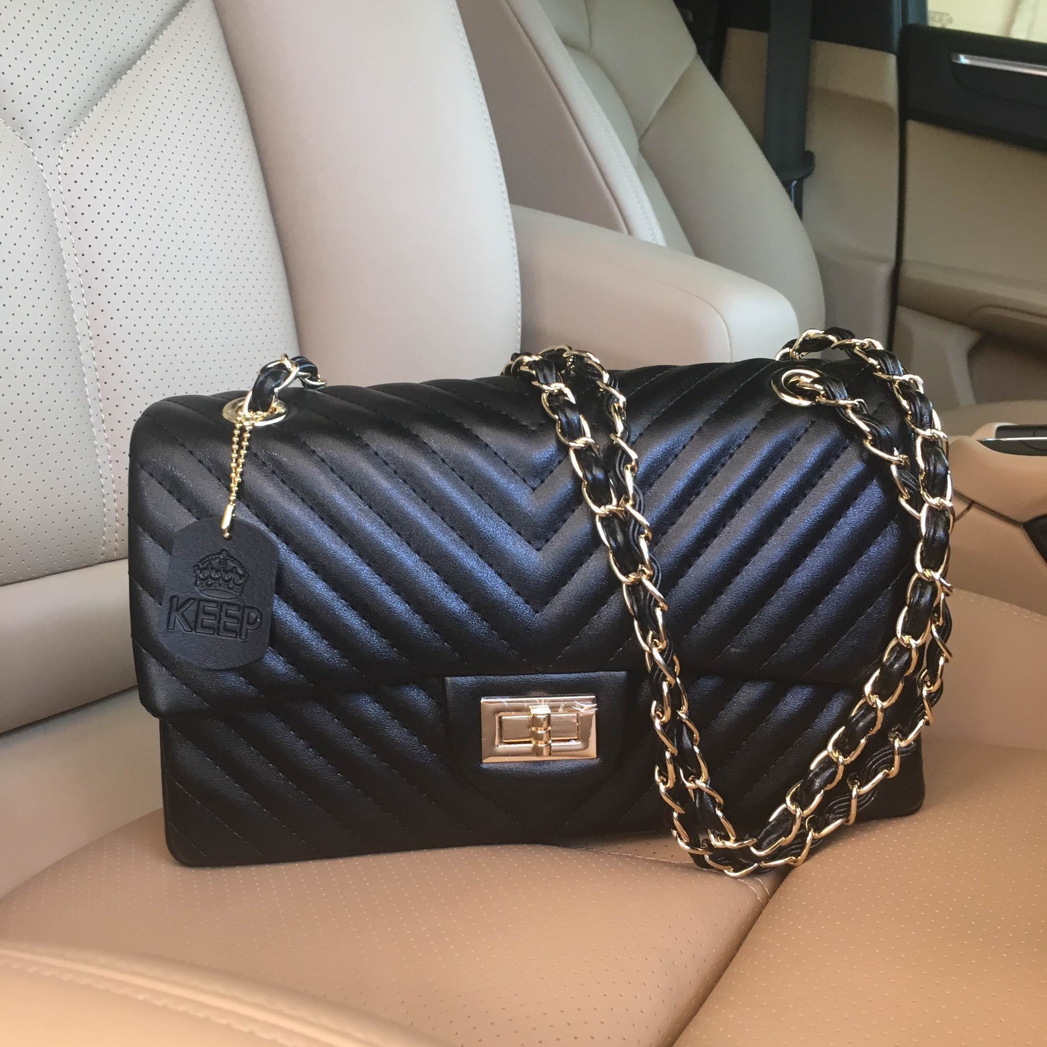KEEP shoulder chevron chain handbag