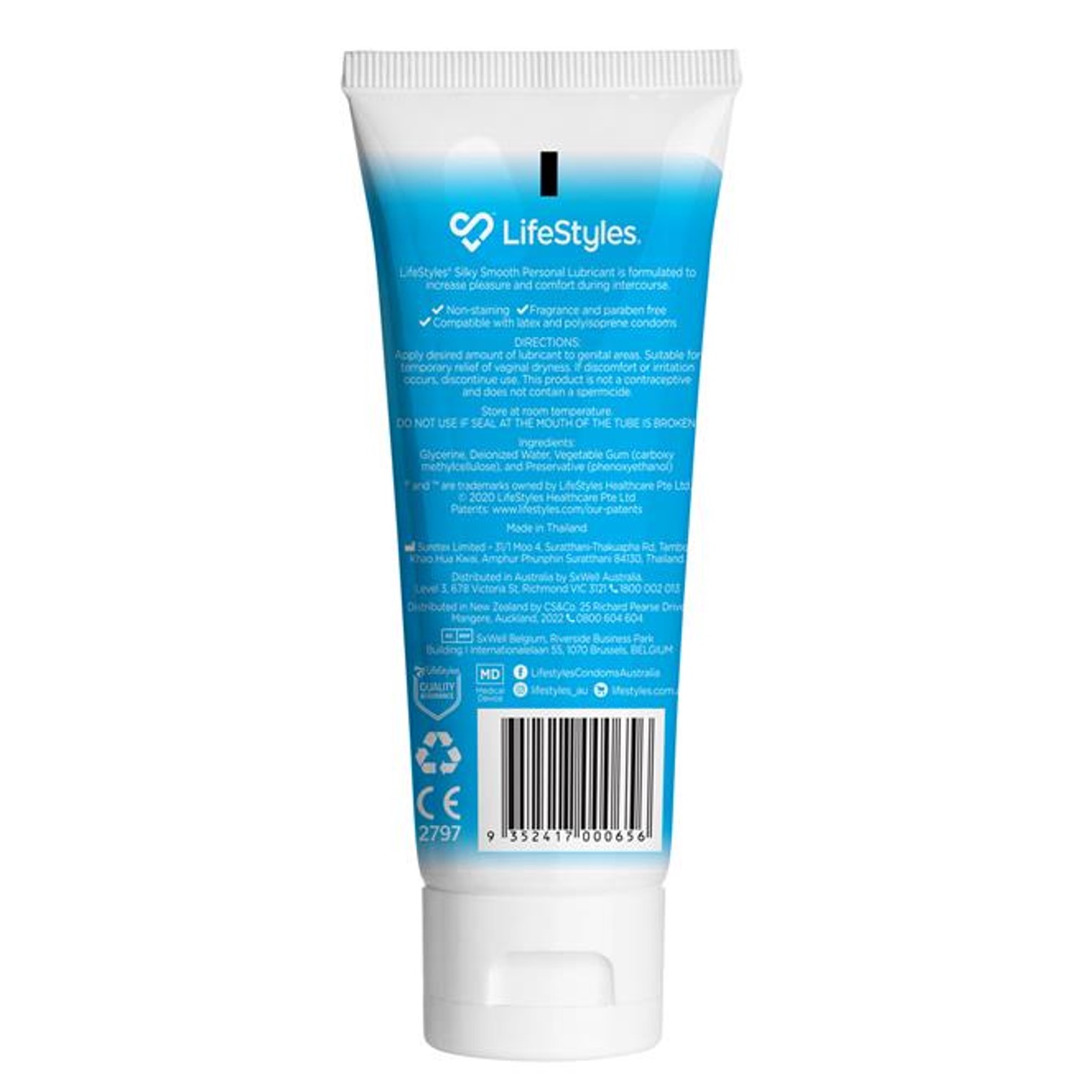 LifeStyles Silky Smooth Water Based Lubricant 200g เจลหล่อลื่นสูตรน้ำบางเบาหลอดใหญ่สินค้านำเข้าจากออสเตรเลียของแท้พร้อมส่ง