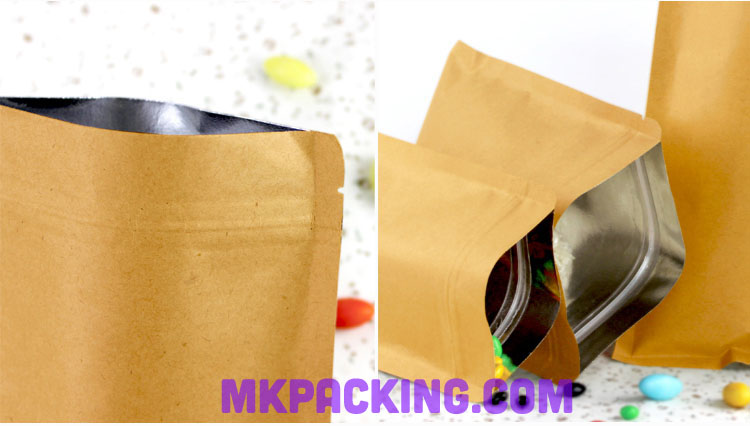 ถุงกระดาษคราฟท์ ทึบ ซิปล็อค ตั้งไม่ได้ ขนาด 6x8cm