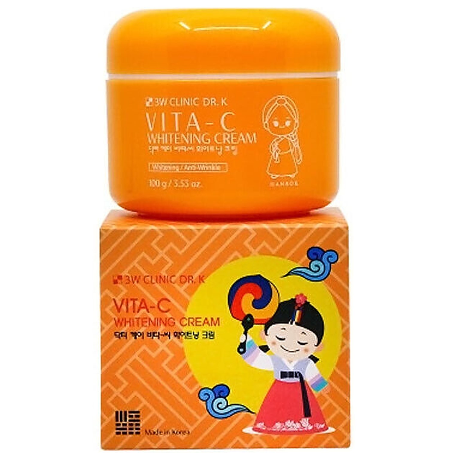 3W CLINIC DR.K VITA-C WHITENING CREAM 100g ครีมบำรุงผิวหน้าสูตรวิตามินซีเข้มข้นจากเกาหลีของแท้เพื่อผิวหน้ากระจ่างใสแลดูอ่อนกว่าวัย