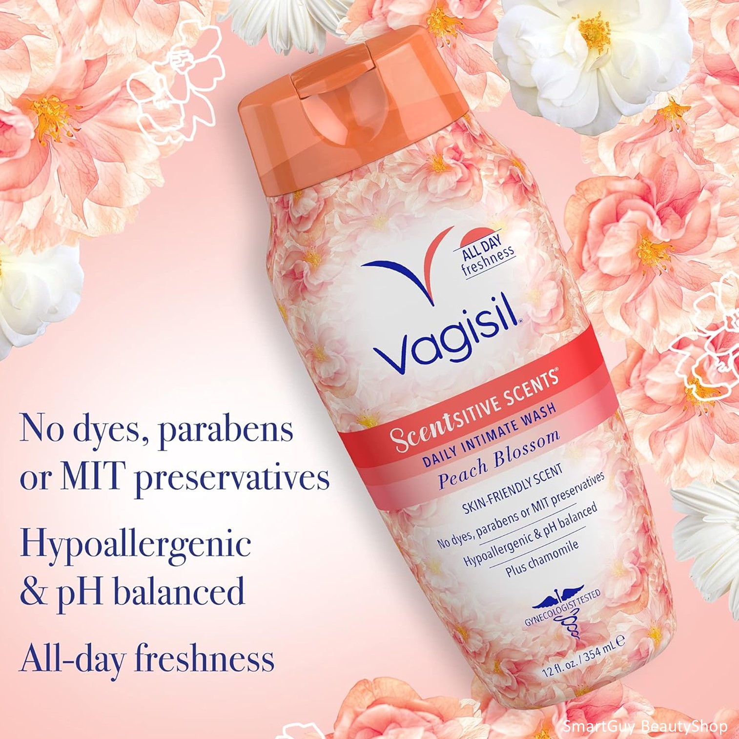 Vagisil Scentsitive Scents Daily Intimate Wash Peach Blossom 354ml ผลิตภัณฑ์ทำความสะอาดจุดซ่อนเร้นสูตรอ่อนโยนพิเศษสำหรับผู้หญิงสินค้านำเข้าจากออสเตรเลียพร้อมส่ง