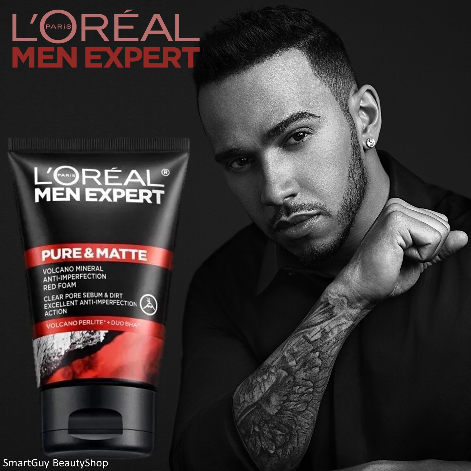 L’oreal Men Expert Pure Matte Volcano Face Wash Anti Acne Foam Cleanser 100ml ผลิตภัณฑ์ทำความสะอาดผิวหน้าผู้ชายสูตรพิเศษสินค้านำเข้าจากต่างประเทศของแท้พร้อมส่ง