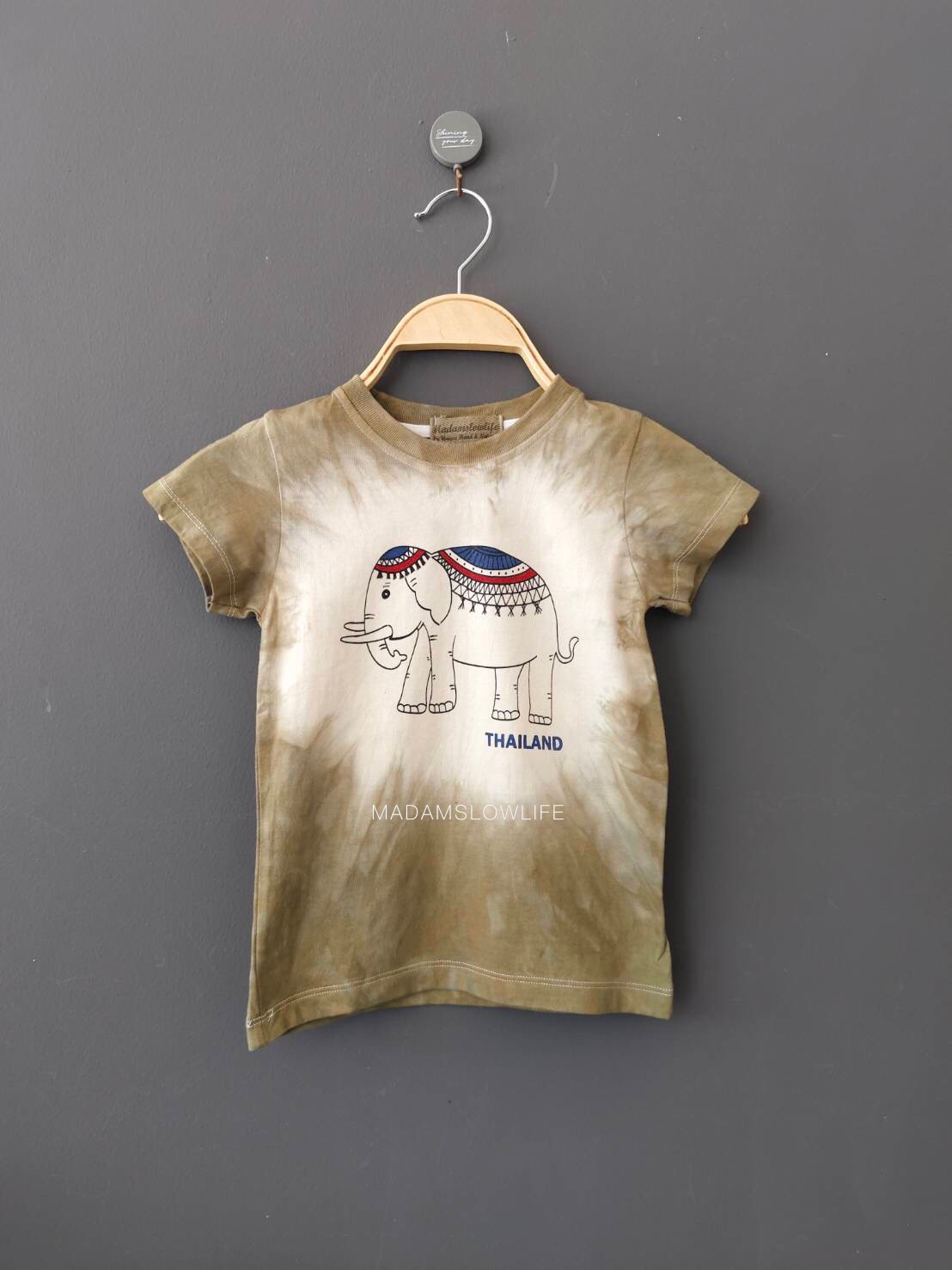 เสื้อยืดเด็กย้อมทูโทนพิมพ์ลายช้าง 80 90 100 110 120 130 140 150