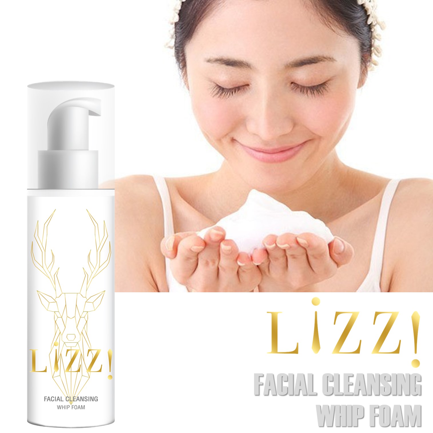 LiZZ FACIAL CLEANSING WHIP FOAM 150ML วิปโฟมทำความสะอาผิวหน้าสูตรพรีเมี่ยมผิวนุ่มเนียนใสในครั้งแรกที่ใช้