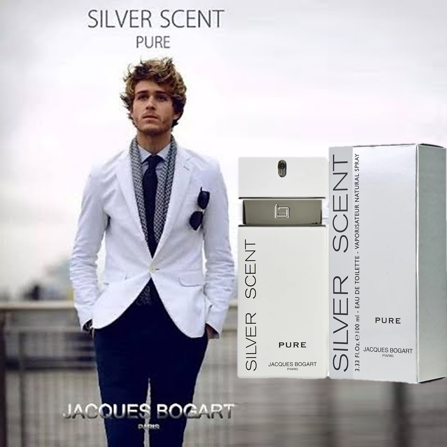 Jacques Bogart Paris Silver Scent Pure EDT For Men 100ml น้ำหอมผู้ชายกลิ่นหอมแนวสปอร์ตเฟรชสดชื่นมีเสน่ห์ไม่เหมือนใครรับประกันของแท้พร้อมส่ง