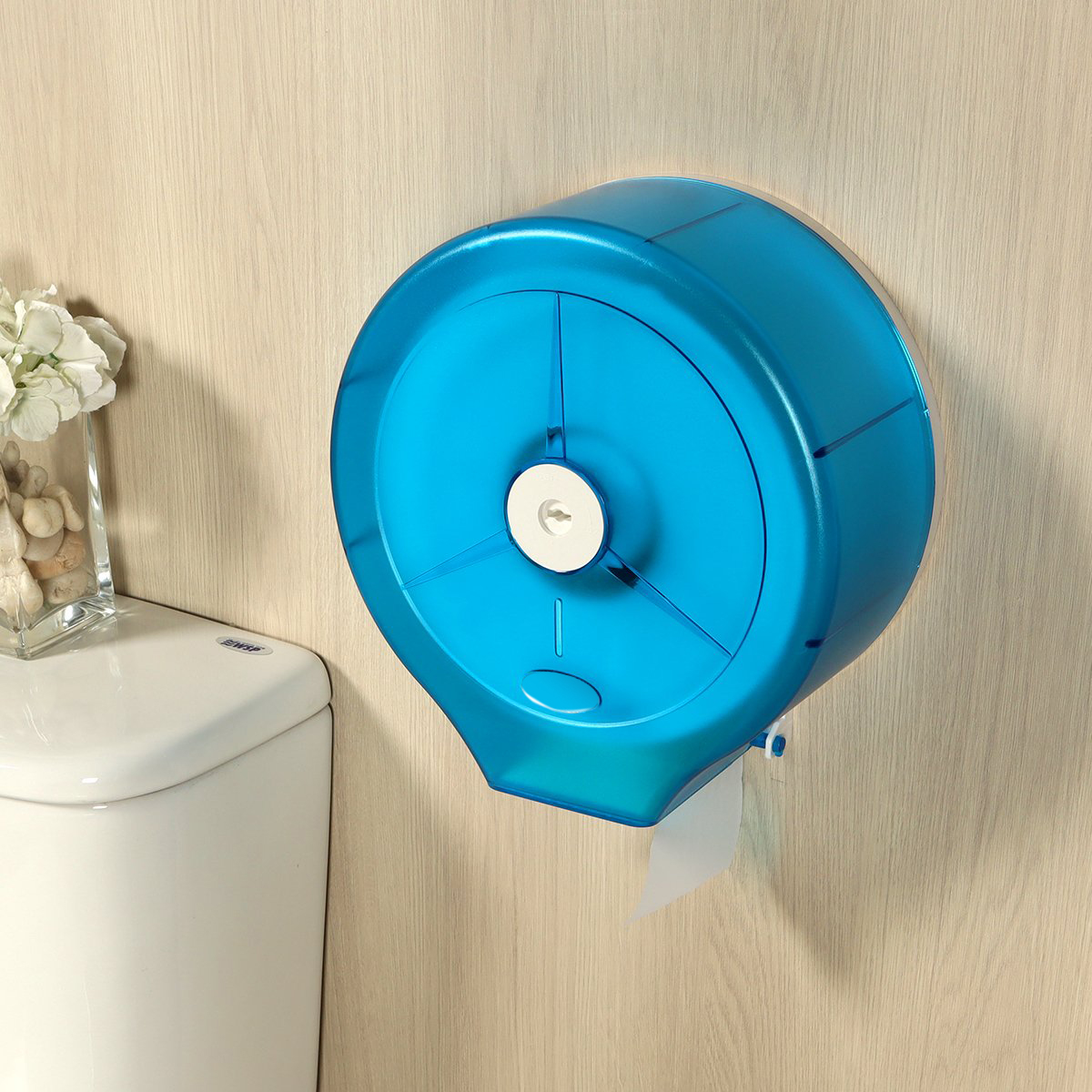 กล่องกระดาษชำระม้วนใหญ่ จัมโบ้โรล สีฟ้า