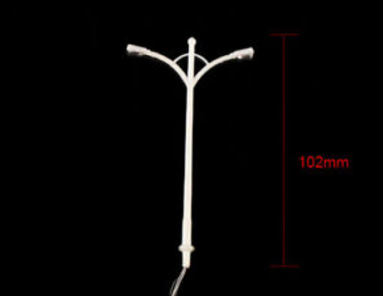 เสาไฟถนนสองกิ่ง 6V สูง 10 ซ.ม. (สเกล 1:100) / 5 ต้น