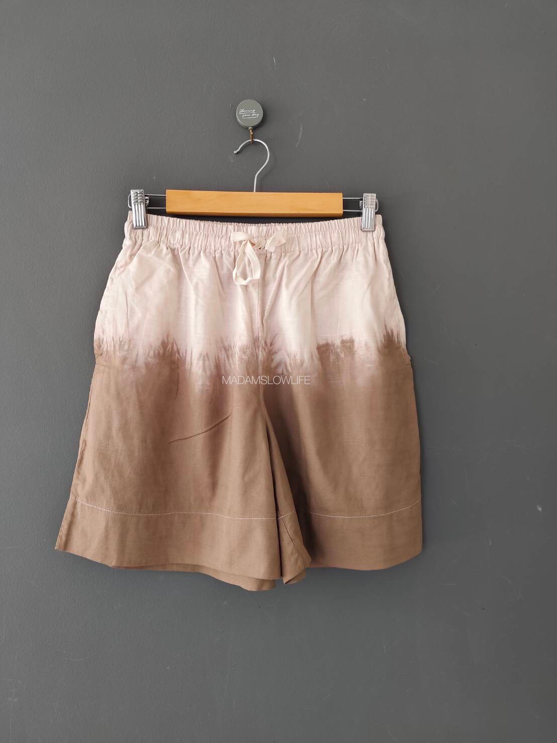 กางเกงขาสั้น Size: S M L XL 2XL มัดย้อมสีน้ำตาลทูโทน
