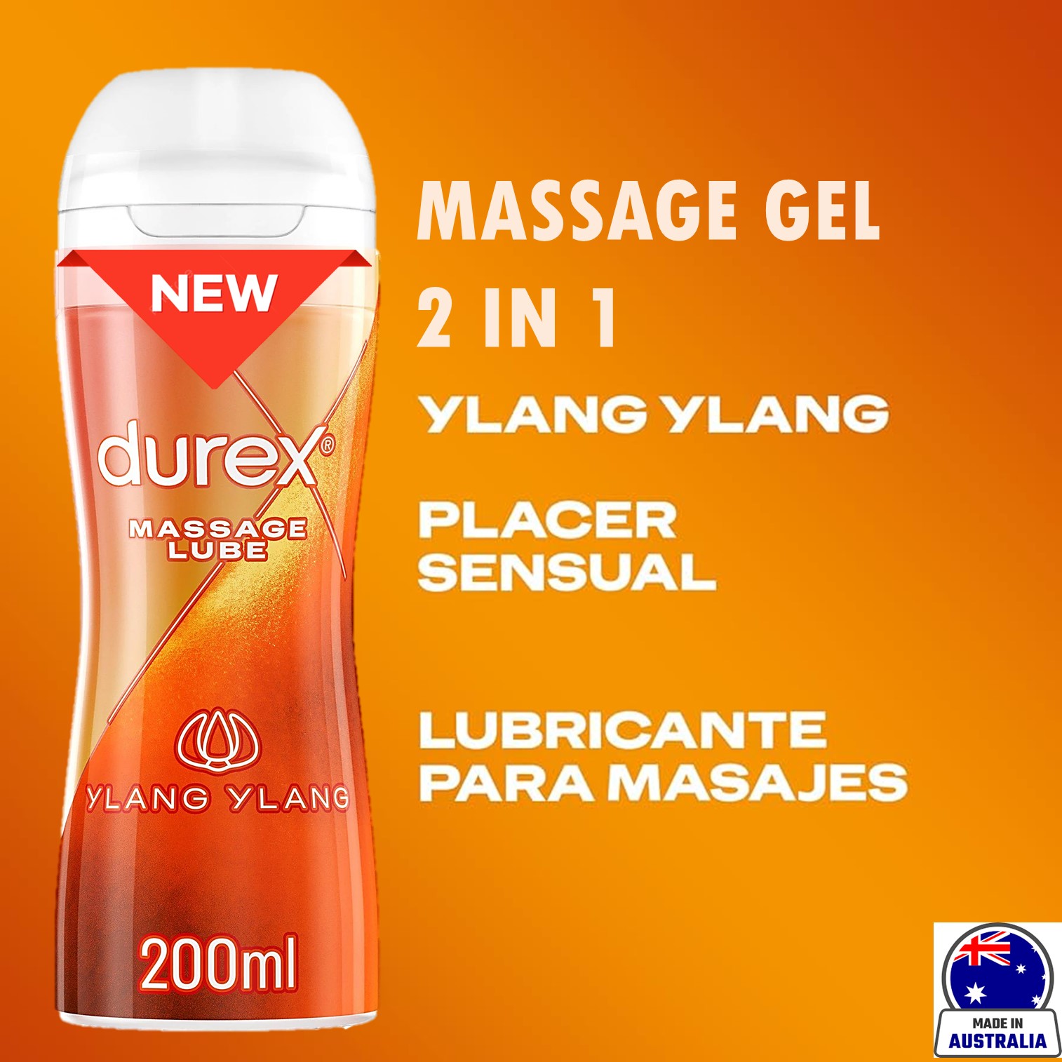 DUREX Play Sensual Massage 2in1 Ylang Ylang 200ml เจลหล่อลื่นเนื้อบางเบาสูตรพิเศษเป็นน้ำมันนวดในตัวสินค้าคุณภาพสูงนำเข้าจากออสเตรเลียของแท้พร้อมส่ง