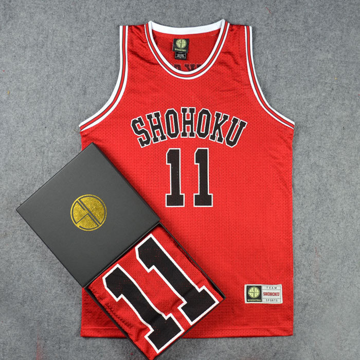 ชุดบาส Slamdunk Shohoku No.11 Rukawa สีแดง