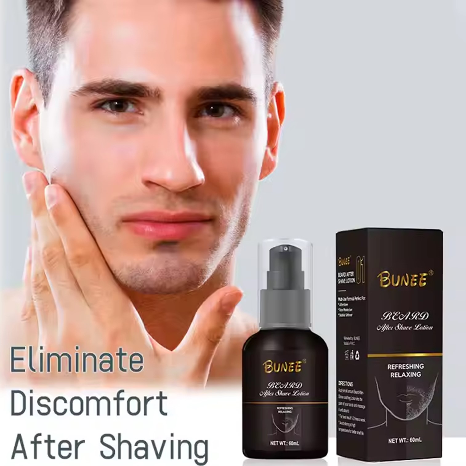 BUNEE Beard After Shave Lotion Refreshing Relaxing 60ml โลชั่นบำรุงผิวหน้าหลังการโกนหนวดสูตรพิเศษของแท้นำเข้าจากต่างประเทศพร้อมส่ง