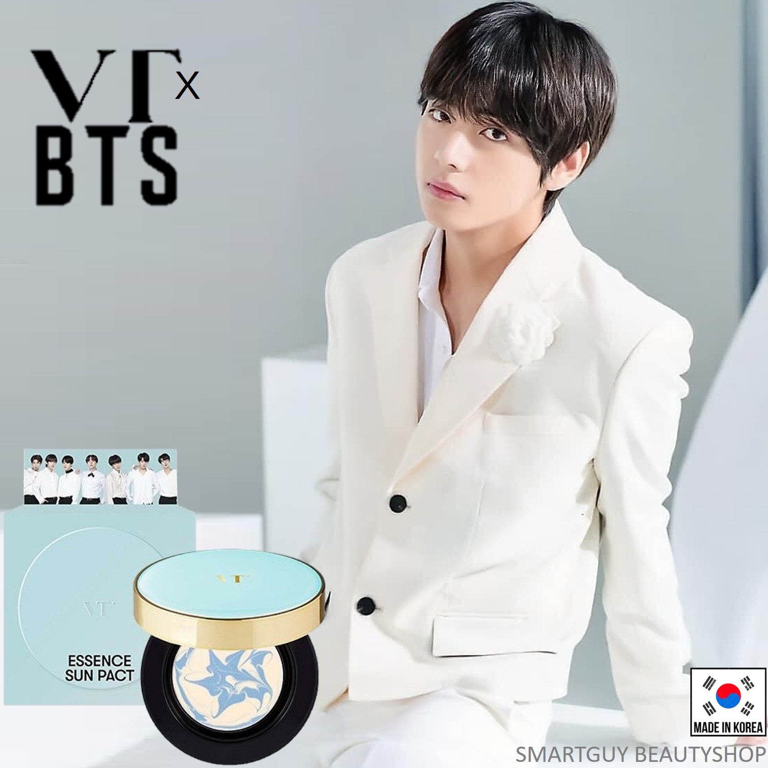 VT X BTS Bangtan Boys Essence Sun Pact 11g ผลิตภัณฑ์ปกป้องผิวหน้าจากแสงแดดพร้อมช่วยเพิ่มความชุ่มชื้นและบำรุงผิวหน้าไปพร้อมกันในขั้นตอนเดียว สินค้านำเข้าจากเกาหลี