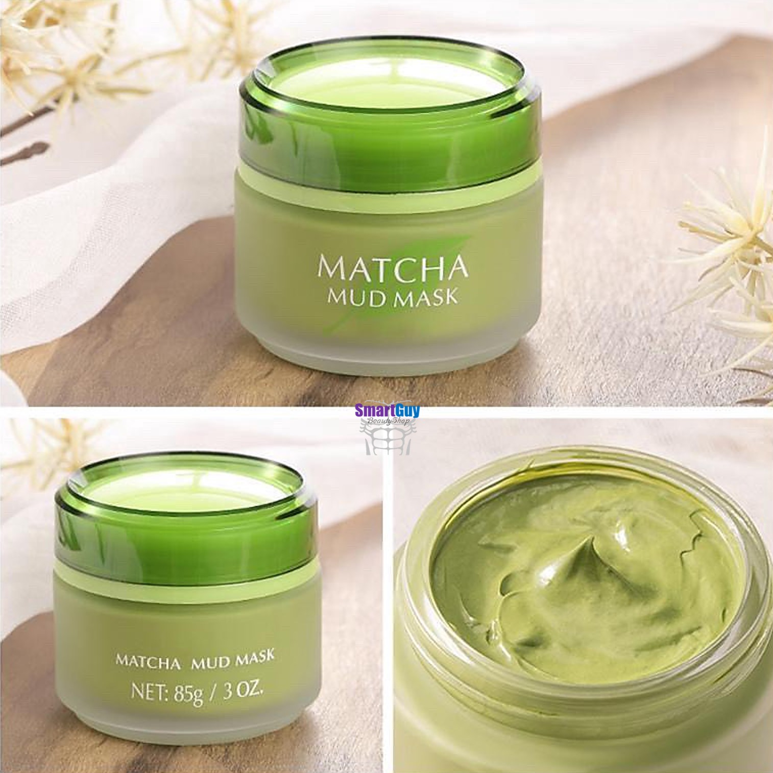 LAIKOU Matcha Mud Mask 85g. มาส์คหน้าใสสูตรชาเขียวมัทฉะเข้มข้นดีท็อกซ์ลดสิวกระชับรูขุมขนเร่งด่วน