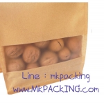 ถุงคราฟท์ ขยาย หน้าต่างขุ่น ซิปล็อค ตั้งได้ ขนาด 12*22+5 ซม.