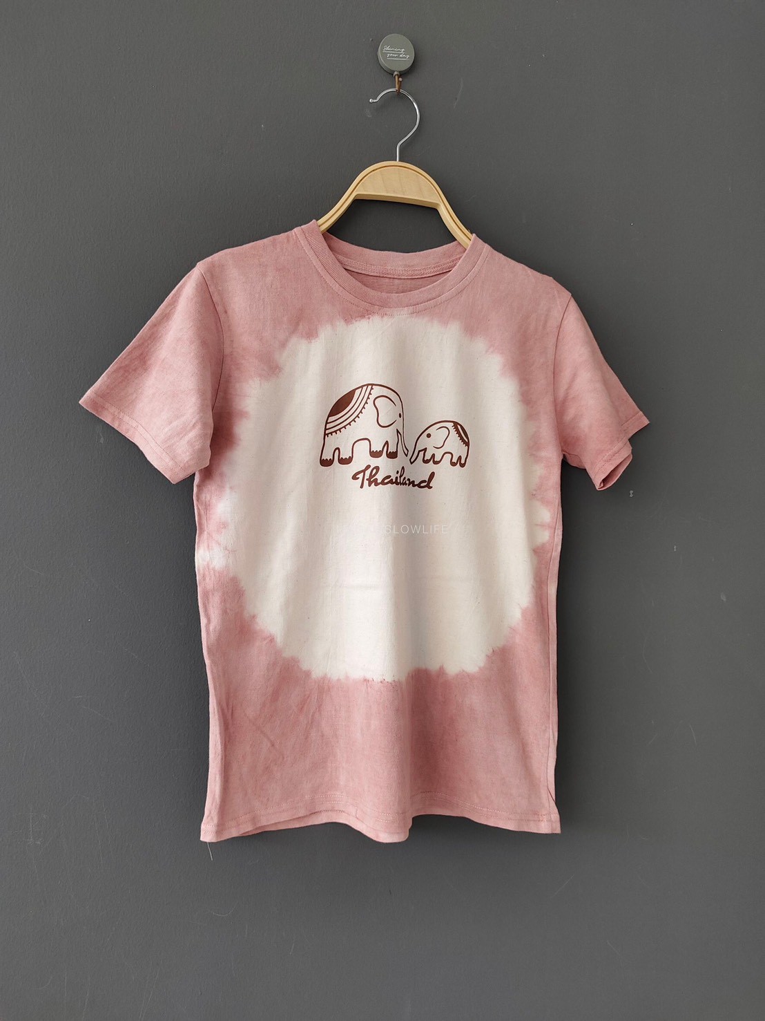 เสื้อยืดผู้ใหญ่พิมพ์ลายช้างThailand มัดย้อมสีชมพูหวานๆ Size : XS S M L XL 2XL 3XL
