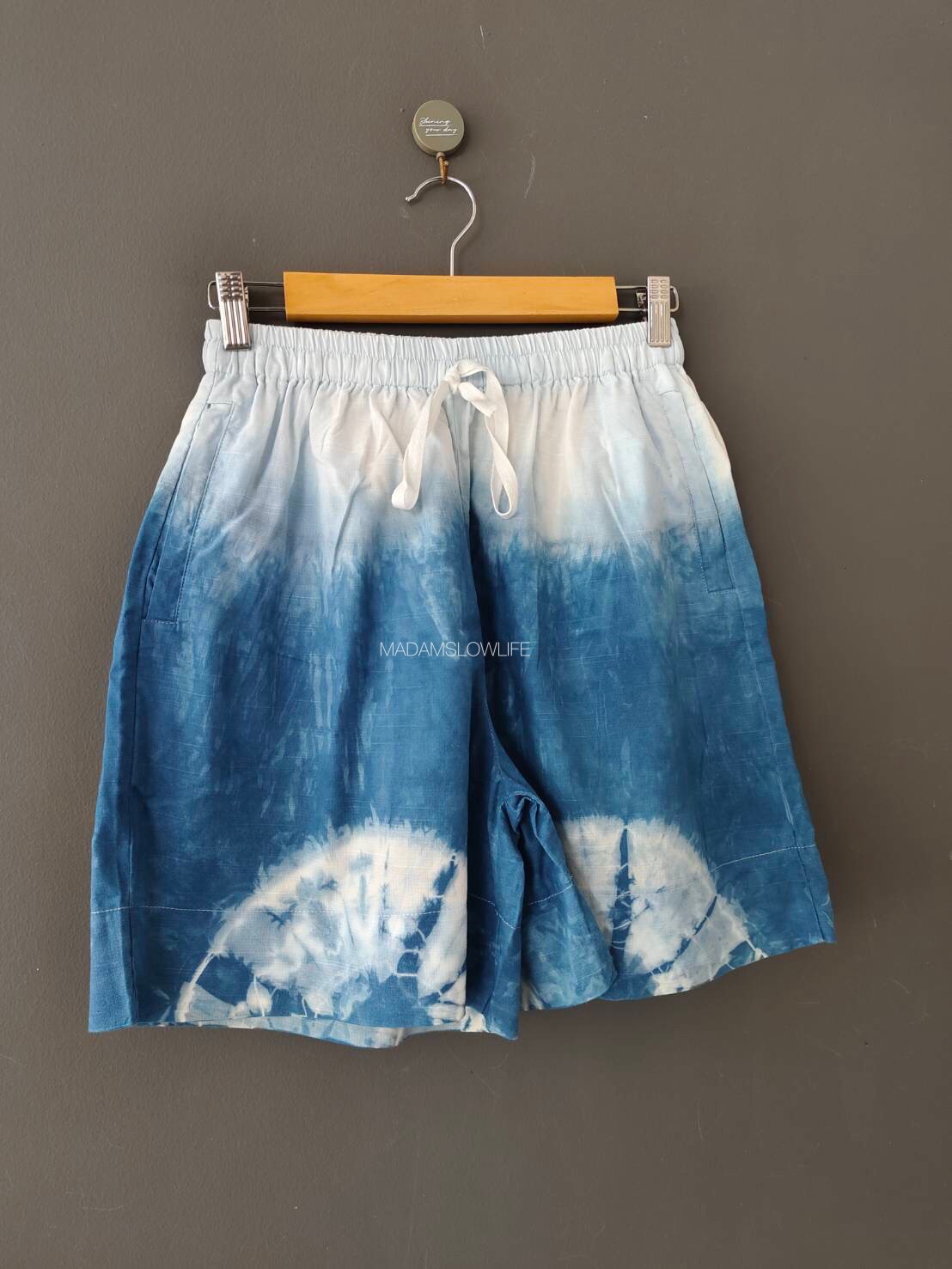 กางเกงขาสั้น Size: M L XL มัดย้อมครามธรรมชาติ