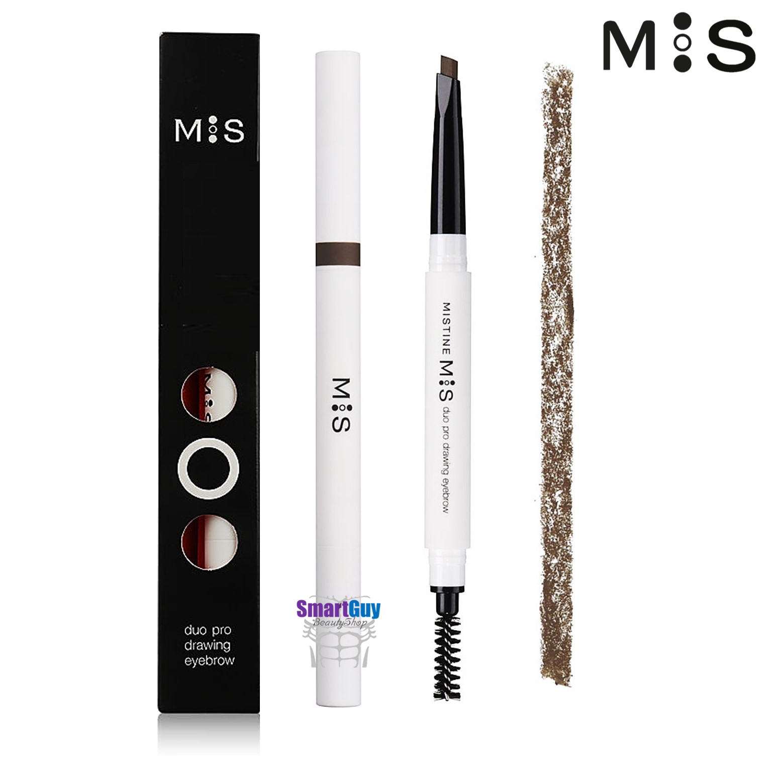 ดินสอเขียนคิ้วพร้อมหัวแปรงสำหรับผู้ชายหล่อเนี๊ยบดูดีในแบบหนุ่มเกาหลี MIS Duo Pro Drawing Eyebrow 0.4g.
