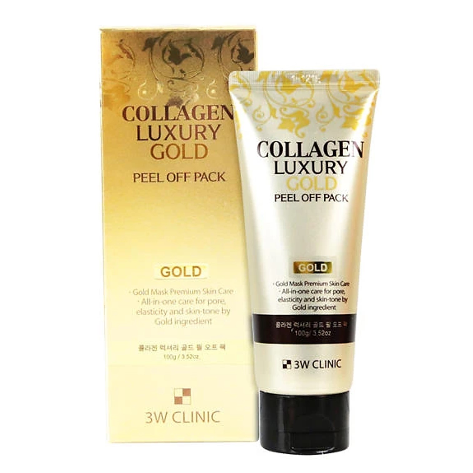3W CLINIC Collagen Luxury Gold Peel Off Pack 100g มาส์คหน้าทองคำเพื่อผิวหน้าขาวเนียนใสสูตรพรีเมี่ยมจากเกาหลี