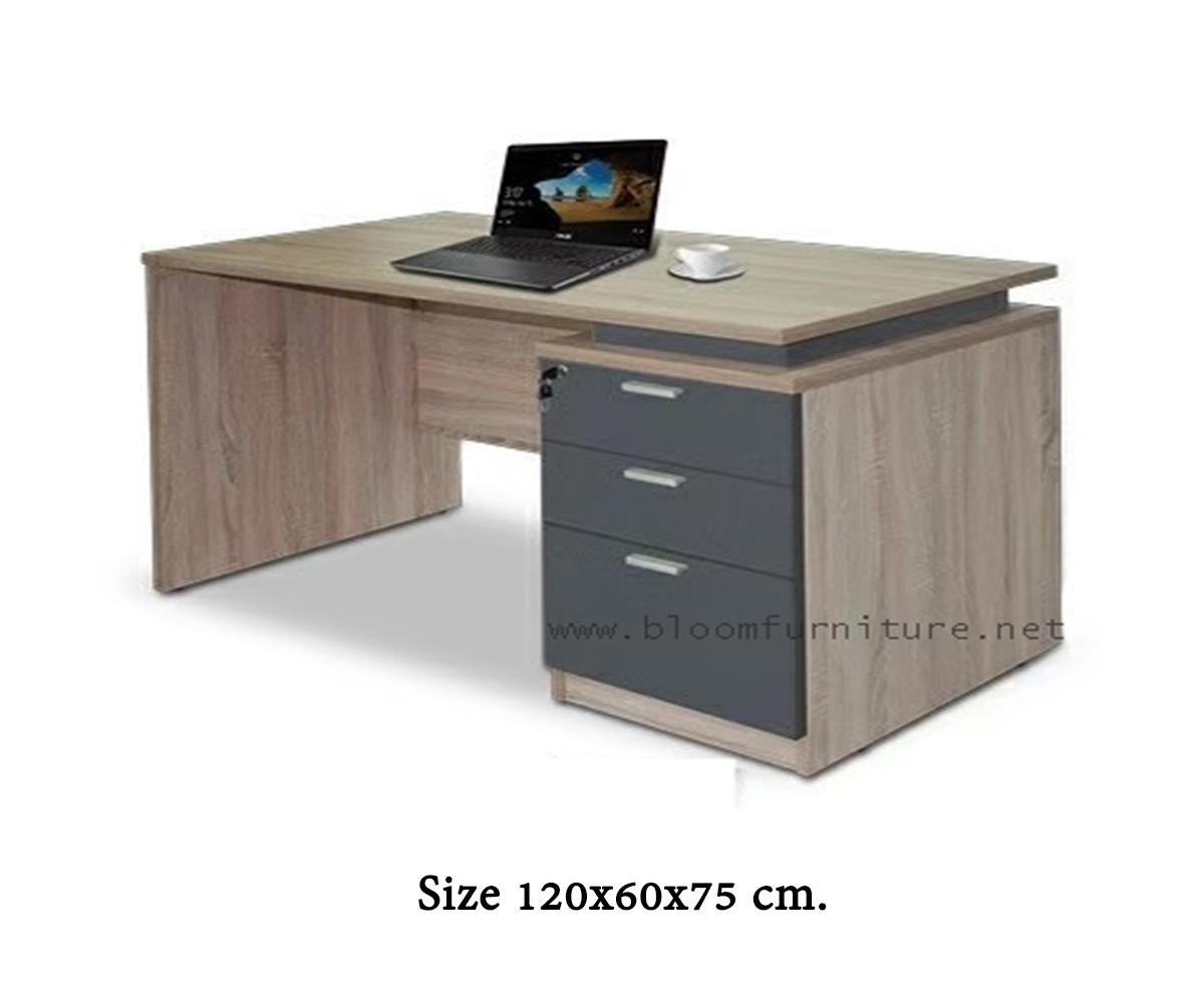 โต๊ะทำงานพร้อมลิ้นชัก มีกุญแจล็อก ขนาด 120x60x75 ซม.